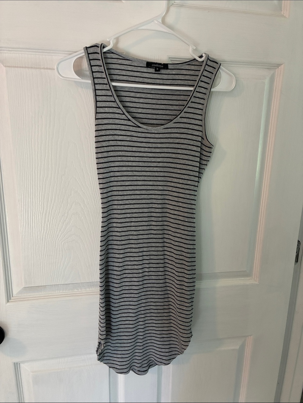 Ambiance Black & Gray Striped Sleeveless Tank Dress